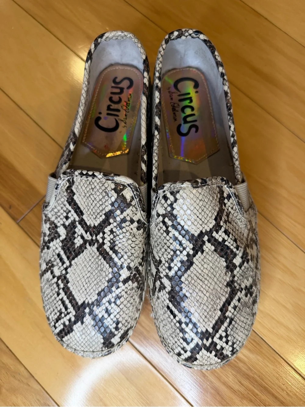 Circus by Sam Edelman Cora Snake Print Platform Espadrille Flats Slip On Sz 7.5
